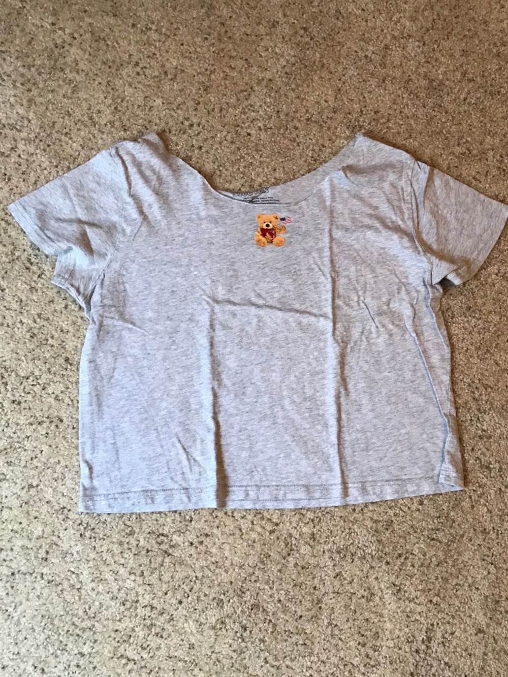 Grey Off The Shoulder Crop Tee